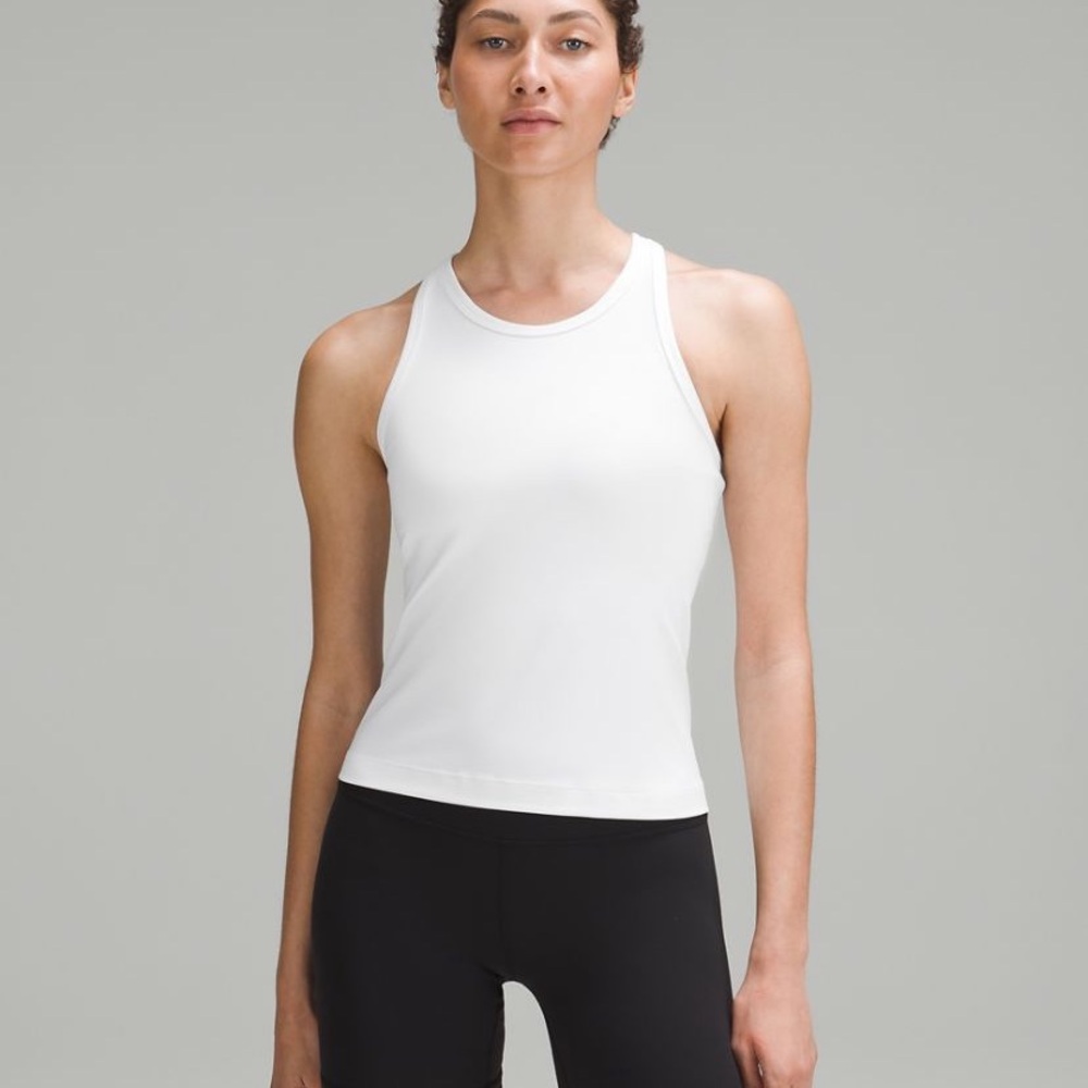 Lululemon Align Waist-Length Racerback Tank, white, size 6